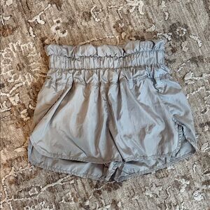 FP Movement by Free People Light Gray High-Waist Paperbag Athletic Shorts